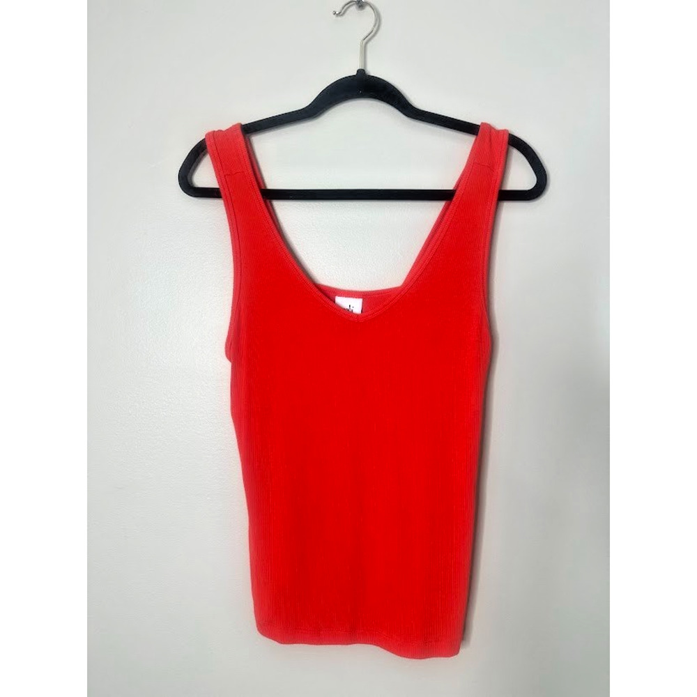 Cabi 5935 Busy Tank Top Size Small Orange Geranium Ribbed Office Beach Casual